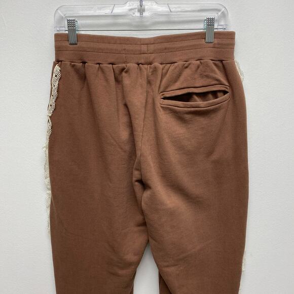 Tanner Fletcher Genderless Brown Lace Trim Pullover Hoodie & Jogger Set S $640 - Picture 10 of 16